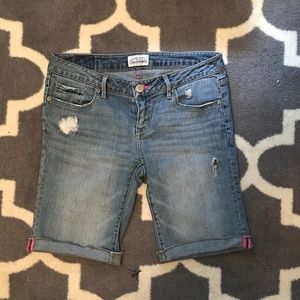 Distressed Denim Bermuda Shorts